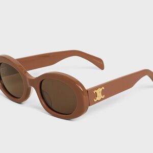 Celine TRIOMPHE 01 SUNGLASSES ACETATE round sunglasses brown camel with case tan